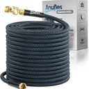 Garden Hose 50FT, Lightweight 3-Layer PVC Flexible Water Hose, No Kink, Leak-Resistant, High-Pressure with Meatl Fittings, Durable for Outdoor, Gardening, Washing Cars, Easy to Store (Black+Blue)