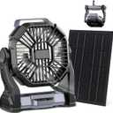 CONBOLA 25400mAh,Camping Fan, Portable Fans Rechargeable 9-Inch Battery Powered (180Hrs) LED Lantern, USB C Battery Beach Fan. (Gray Solar)