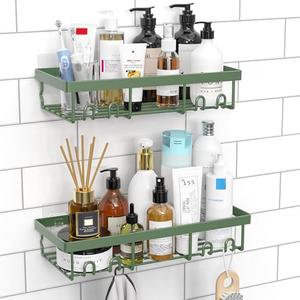 Moforoco Shower Caddy Shelf Organizer Rack, Self Adhesive Black Bathroom Shelves Basket, Home Farmhouse Wall Inside Organization and Storage Decor Rv Accessories, First Camper Apartment Essentials