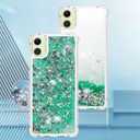 Case for Samsung Galaxy A05, Glitter Liquid TPU Cover Clear Flowing Quicksand with Anti-Fall Bumper Corner Shockproof Protection Women Girly Case for Galaxy A05 Green Love LSYB