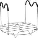 Steamer Rack Trivet with Heat Resistant Silicone Handles Compatible with Instant Pot Accessories 6 Qt 8 Quart, Stainless Steam Rack Pressure Cooker Trivet - Long Handles for Easy Chicken & Pot Removal