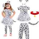 MOMMY'S NEW MAN Toddler Girls Dalmatian Costume Outfit 101 Days of School Shirt Tutu with Accessories(3-4Y)