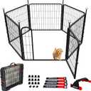 Puppy Playpen Indoor/Outdoor,24'' Portable Dog Playpen with Easy-Carry Straps,6 Panels Dog Pen Play Pen for Small Dogs,Rustproof Pet Playpen for Camping RV Yard(with One Door)