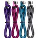 USB C Angle Cord: [90 Degree/6ft/4Pack] Nylon USB C Cable Compatible with Samsung Galaxy S10/S10e/9/Note 10, Charger Cable-[Blue/Black/Magenta/Purple]