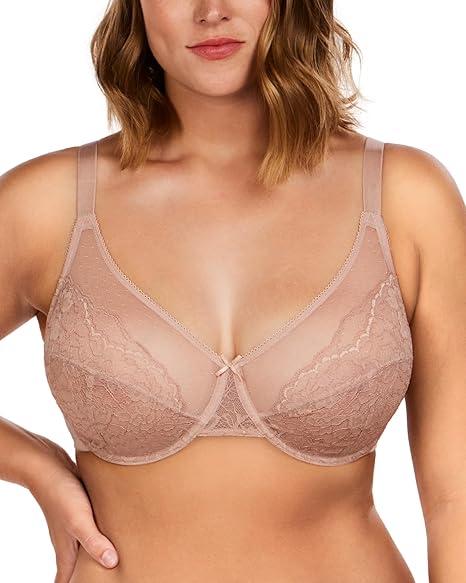 HSIA Minimizer Bras for Women Enchante Full Coverage Underwire Bras Plus Size Lifting Floral Lace Bra for Heavy Breast, Size 38D