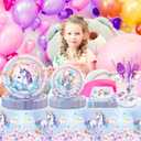 2 x 116Pcs Unicorn Birthday Party Supplies Tableware Kit Including Unicorn Balloons Party Plates and Napkins, Unicorn Paper Plates Cups Forks Kit for Unicorn Balloonss Theme Party, 16 Guests