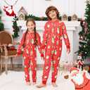 ANGELGGH Family Matching Christmas Onesie, Cute Vacation Xmas Print One Piece Pajamas, Hooded Holiday Sleepwear Nightwear PJs (Red, XL)