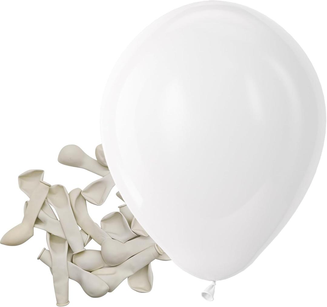 Bezente White Balloons Latex Party Balloons - 150 Pack 5 inch Matte White Helium Balloons for White Themed Wedding Birthday Bridal Shower Party Decorations (A004-3-white)