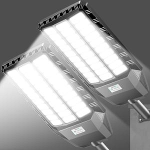 CEDIO 10000W Outdoor Solar Street Lights, Solar Lights IP66 Waterproof LED Street Light Dusk to Dawn, Flood Light with Motion Sensor for Yard2 Pack