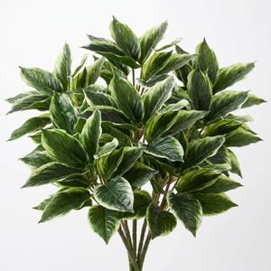 Hotop 6 Pack Variegated Hosta Artificial Plant for Summer Outdoor Decoration, 15.8" Faux Green Dieffenbachia Plant Greenery Aesthetic House Plants Outdoor Shrubs Indoor Office Yard Planter Filler