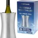 Frostware Patented Wine Chiller Bucket  Fill-With-Water & Freeze Stainless Steel Wine Bottle Chiller and Champagne Cooler Keeps Drinks Cold for 8+ Hours, Double Wall Insulated Design