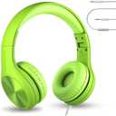 LilGadgets Connect+ Pro Wired Kids Headphones for School with Microphone, Volume Limiting Over-Ear Headset with Cord, SharePort Technology & SoftTouch Padding, Green