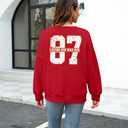 MNLYBABY Football Sweatshirt Women Game Day Sweatshirts in My Game day Era 87 Graphic Long Sleeve Tops (Red, L)