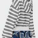 PRETTYGARDEN Hoodies for Women Fall Fashion 2026 Striped Pullover Sweaters Casual Long Sleeve Tops Winter Clothing (Striped Grey White,Medium)