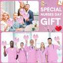 24 Pcs Nurses Gift Folding Fan Nurse Appreciation Gifts 7.87" Round Portable Handheld Fan with Handles Motivational Thank You Gifts for Nurses Week Party Graduation (Pink)