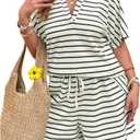 SOLY HUX Women's Plus Size Striped Shirt Short Sleeve Crew Neck T Shirts Fringe Top Summer Outfit Black and White XX-Large Plus