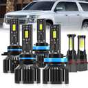 For 2015-2020 Chevy Suburban light Bulbs, 9005 High Beam H11 Low Beam PSX26W Fog Light Combo, 6PCS