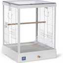 Prevue Pet Products Clear View Glass Bird Cage Crystal Palace for Small Birds - White Frame