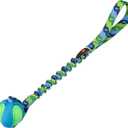Tug-E-Nuff - PowerBall Bungee Tug | Shock Absorbing Bungee Handle | Durable Ball Toy for Dogs | Ideal for Interactive Dog Training and Dogs of All Ages | 43cm (17inches)  