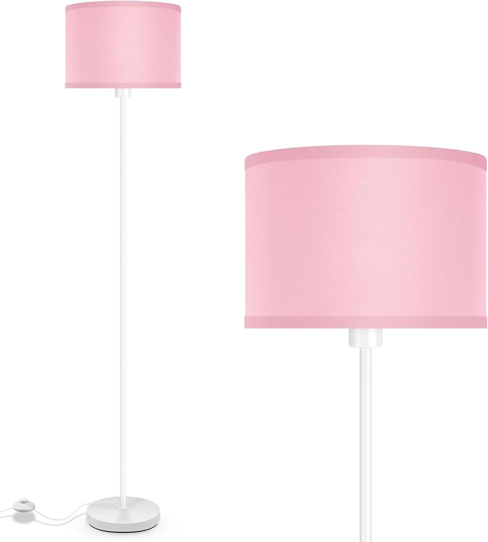 Floor Lamps, Standing Lamp, 58" Tall Floor Lamp with Pink Lampshade, Foot Pedal Switch, Modern Bright Floor Lamps for Living Room/Bedroom/Classroom/Kids Room, Pink Light for Girls' Gift(NO Bulb)