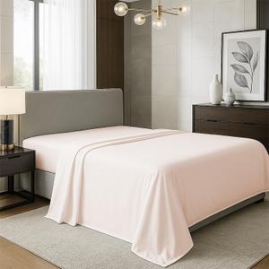 TEXAS LINEN CO. 100% Organic Cotton Percale Flat Sheet Queen Size - 1 PC Flat Sheet, Blush - Crisp, Cool and Strong Bed Linen, Top Sheets for Hot Sleepers, Luxury Breathable GOTS Certified Sheets