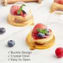 Zezzxu 50 Pack Mini Cake Containers, Clear Plastic Small Cupcake Boxes with Dome Lids for Individual Chocolate Covered Cookies, Strawberry, Mooncake (Gold)