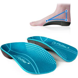 DR. POTTER+ 3/4 Orthotic Insoles, Shoe Inserts for Plantar Fasciitis Relief, High Arch Support Inserts for Flat Feet, Over-Pronation and Heel Pain (Medium(Men's 6.5-8.5 / Women's 7.5-9.5)) (Blue)
