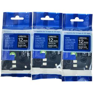 Label Tape White On Black Compatible with 12mm Tze-335 Standard Laminated Labeling for Label Printers (3Pcs AZE-335)