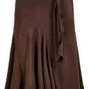 Verdusa Women's Plus Size Western Y2k Metal Tie Wrap Long Skirts Vintage Asymmetrical Flowy Skirt (4XL, Brown)