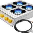 Vivicreate 4 Burner Propane Gas Stove 40000 BTU Stainless Steel Cooktop with Enamel Pan Support Electronic Ignition for Camping Outdoor Cooking BBQ Estufa de Gas Porttil Fogn de Gas