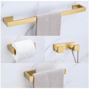 Brushed Gold Bathroom Hardware Set, 1 Piece Bath Towel Bar Set SUS304 Stainless Steel Towel Rack Set for Bathroom, 23.6 inches Bathroom Towel Holder Set Wall Mounted