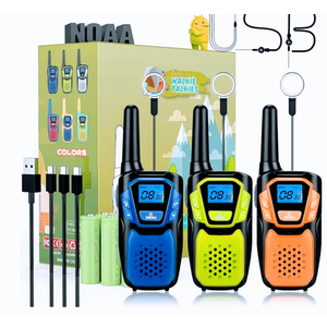 Walkie-Talkies for Kids Rechargeable Walkie Talkie for Adults Long Range FRS 2 Way Radio 3 Pack with Lanyard Battery NOAA USB, Family Toys for 3-12 Year Old Girls Boys Toddlers Camping