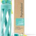 Pandaloo® Orbit 32 oz Glass Water Bottle with 2 Leak-Proof Lids (Straw & Spout), Wide Mouth, Borosilicate Glass, BPA-Free, Cup Holder Friendly for Gym, Work, Travel & Daily Hydration- Pool Cabana
