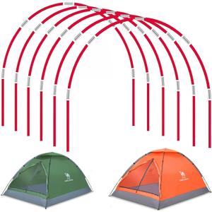 DIY Poles for Bike Tent, Tent Pole Replacement, Tent Bar Support Rod Awning Frame Kit for Hiking and Camping Tarp, Long Approximately 52ft, Diameter - 6.5mm, Plant Grow Tunnel,36 Packs (17 inches- 36 packs( red ))