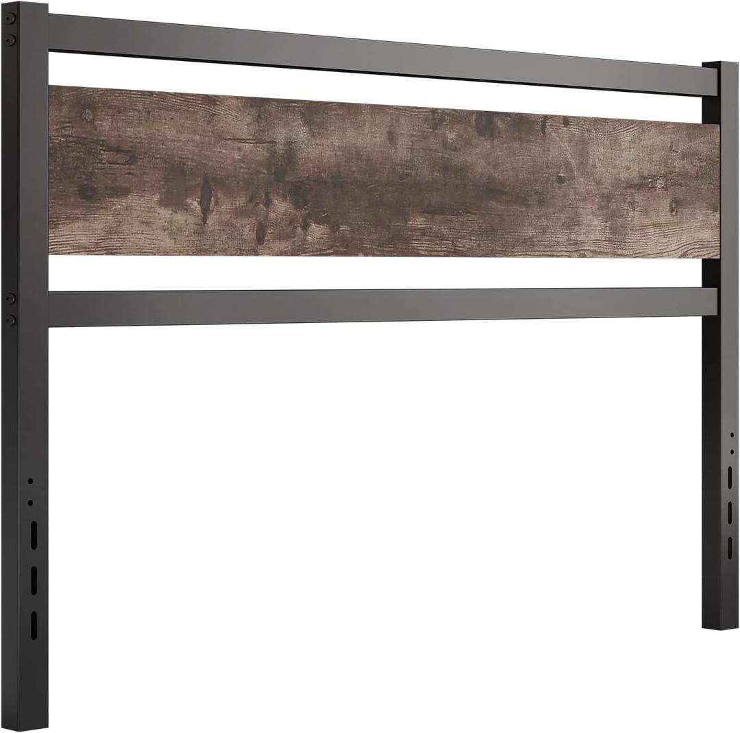 Headboard Only Wooden Headboard with Metal Slats Sturdy Rustic Headboards Easy Assembly, Twin XL/Queen/King (Queen)