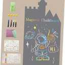 Magnetic Wall Decal, Magnetic Chalkboard Contact Paper for Wall, Playroom Essentials, Includes Dustless Chalks, Chalk Holder, Wipe Cloth, Stickers (Grey Castle, 34.6" x 58.3")