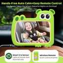 2-in-1 Baby Car Mirror with Lights & Soft Sounds, Cry Detector, Clear Night View, 360 Rotation, Shatterproof, Rear Facing Baby Car Seat Mirror with Remote Control, Perfect Baby Shower Gifts (Green)