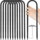 Aierden 50pcs Trampoline Stakes Anchors High Wind 16'' Ground Anchor U Rebar Tent Stakes Heavy Duty, Trampoline Accessories with T Hook for Soccer Goals, Camping Tents, and Swing Set