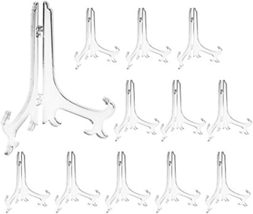 Artliving 7 Inch Clear Plastic Easels or Stand/Plate Holders to Display Pictures or Other Items at Weddings, Home Decoration, Birthdays, Tables (12 Pack)