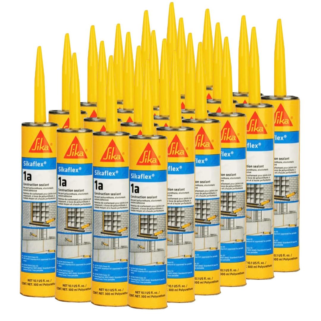 SIKA Sikaflex-1a Self-Leveling Concrete Sealant - White, Premium-Grade for Green & Damp Applications - 10.1 fl. oz - High Elasticity, Fast Curing, Ideal for Small Joints (Pack of 24)