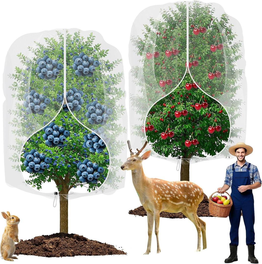 2 Pack Large Fruit Trees Netting 8ftx10ft with Zipper&Drawstring Garden Birds Net Mesh Insect Netting Plant Covers Protection Bags for Blueberry Bushes Shrubs Vegetables Flowers Herbs 2 Pack Large Fruit Trees Netting 8ftx10ft with Zipper&Drawstring Garden Birds Net Mesh Insect Netting Plant Covers Protection Bags for Blueberry Bushes Shrubs Vegetables Flowers Herbs