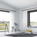 Black Curtain Rods for Windows 66 to 120 inch, 5/8" Diameter Matte Black Small Curtain Rods for Bedroom, Living Room, Kitchen, Outdoor, Farmhouse (30"-124")