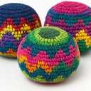 Funny Guy Mugs Footbag Set (3 Pack)  Handmade in Guatemala Crochet Hacky Kick Sack Balls  Footbag Juggling Balls for Outdoor Play, Party Games & Coordination Training