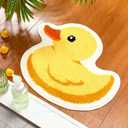 Duraaamo Cute Duck Bath Mat Ducky Bathroom Rugs Non Slip Washable Floor Rugs Soft Tufted Yellow Plush Doormat for Bathroom Bedroom Room Indoor Gift 25" x 22"