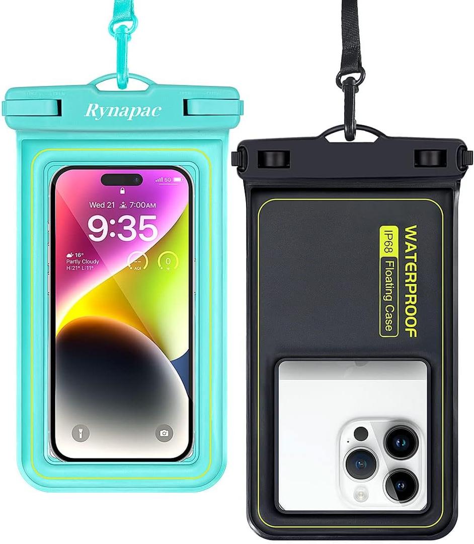 IP68 Waterproof Phone Pouch, Floating Waterproof Phone Case for iPhone 15 14 13 12 11 Pro Max Xs Plus Samsung Galaxy with Detachable Lanyard,Cellphone Dry Bags Beach Vacation Essentials -2 Pack