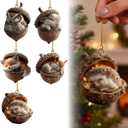 Forest Animal Acorn Ornaments,Woodland Christmas Ornaments,Animal Christmas Ornaments,Cozy Forest Christmas Ornament,Pine Cone Animal Decoration,Acrylic Hanging Ornament for Home Decor(5Pcs)