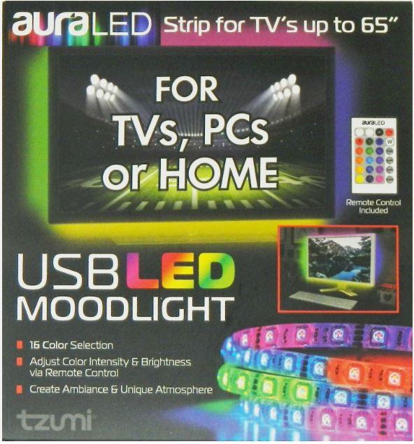 tzumi 5158WM Aura LED USB LED 6.5' Mood Light Strip with Remote QTY 6 Strips