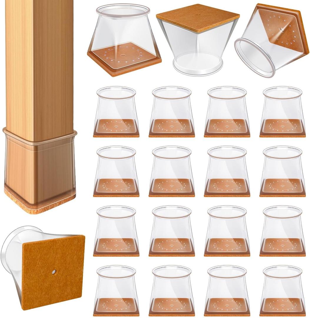 24 Pcs Chair Leg Floor Protectors for Hardwood Floors Square Silicone Covers to Protect Wood Tile Floors Felt Pads Furniture Leg Caps Anti-Scratch Reduce Noise (Fit:3/4" to 1")