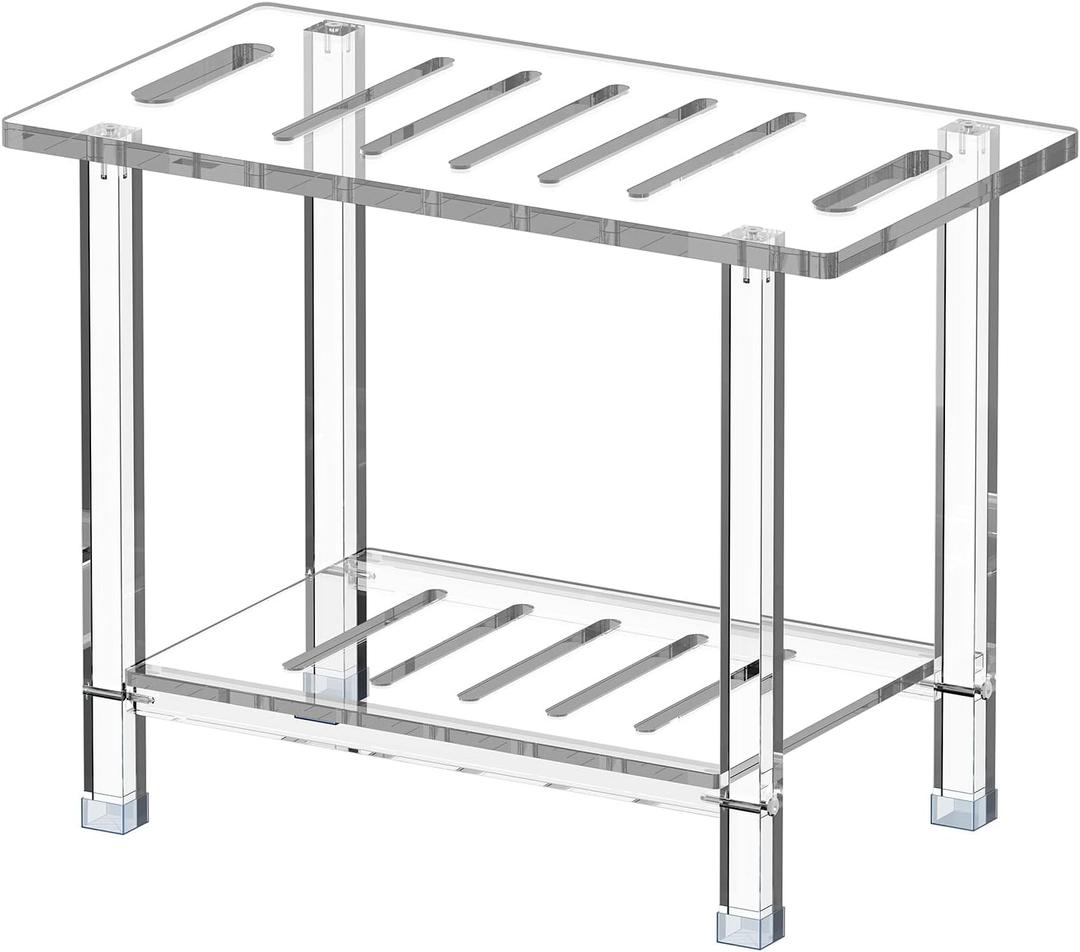Sumerflos Acrylic Shower Bench for Inside Shower - 24.02" L x 12.99" W x 18.31" H Bathroom Shower Stool with Storage Shelf Heavy Duty (Hold Up to 400lbs) for Shaving Legs Waterproof Non-Slip