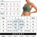 RUNNING GIRL Sports Bras for Women High Support,Seamless Ribbed Longline High Neck Sports Bra Racerback Padded Crop Top Yoga (Green, L)